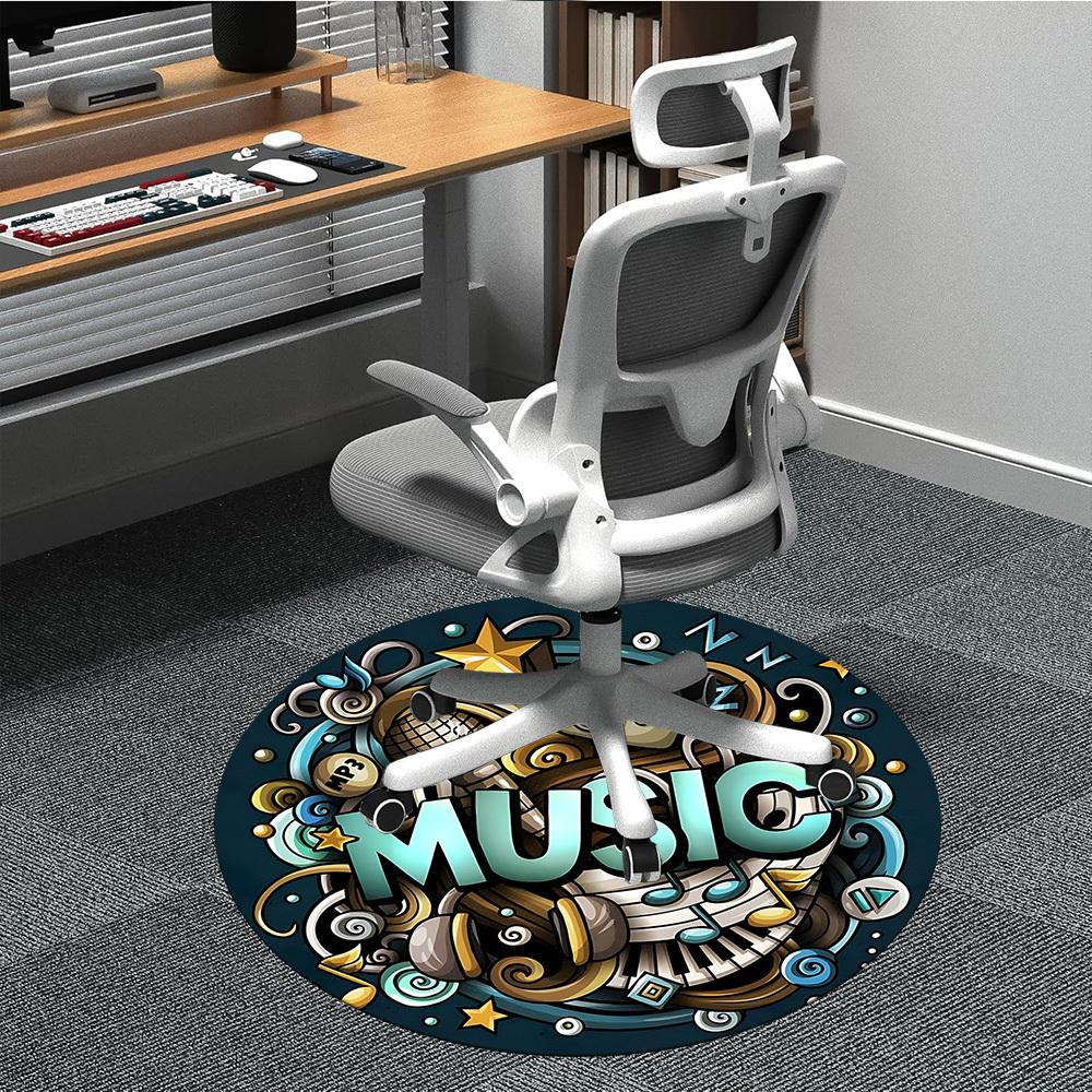 1pc Music Decor Carpet for Office Non-Slip, Round Carpet, Soft & Comfortable, Carpet for Office, Lightweight Round Floor Mat