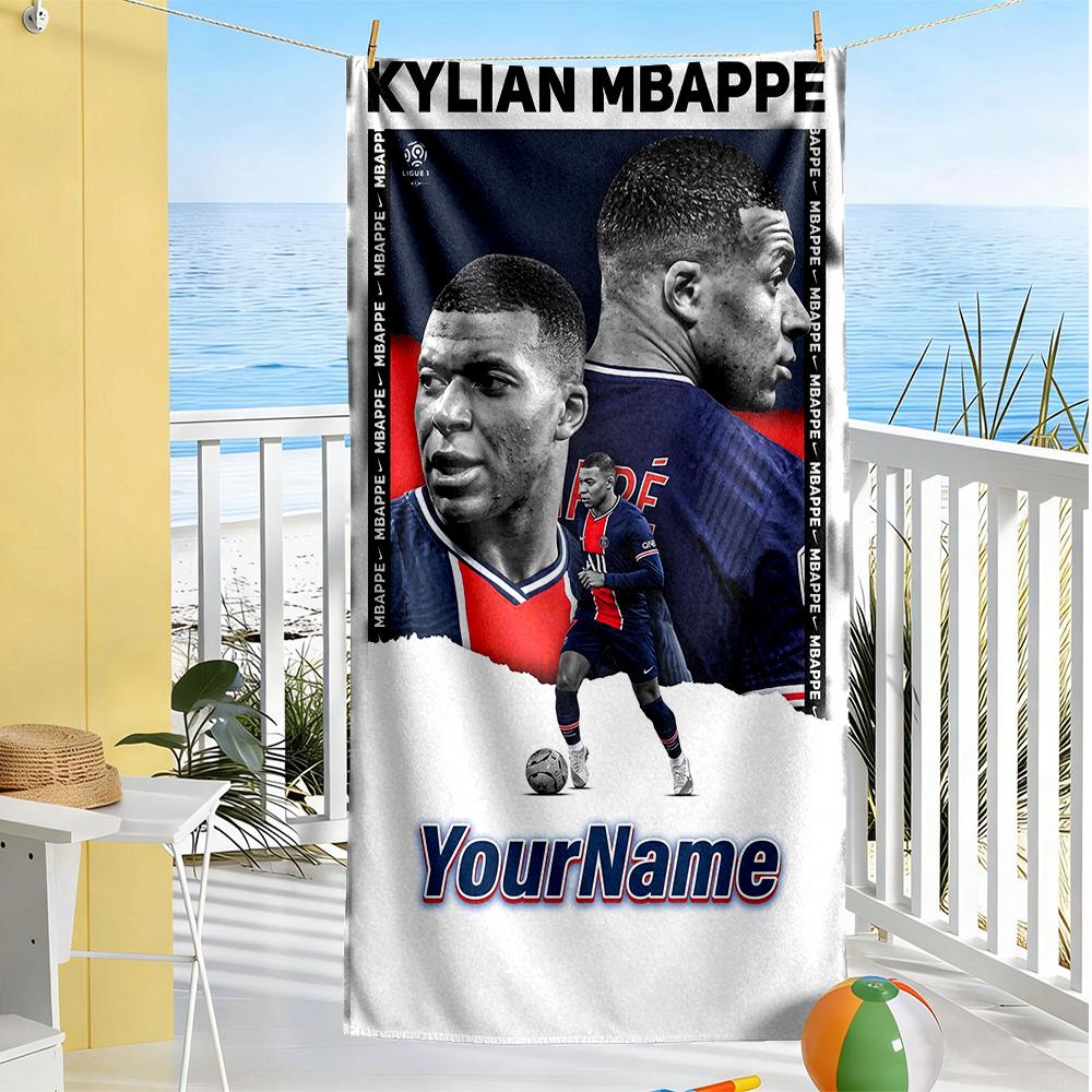 Mbappe Personalized Text Beach Towel Quick-Dry Soft Microfiber For Beach Bathroom Outdoor Swimming Pool Camping Picnic Yoga Diving Vacation Accessorie