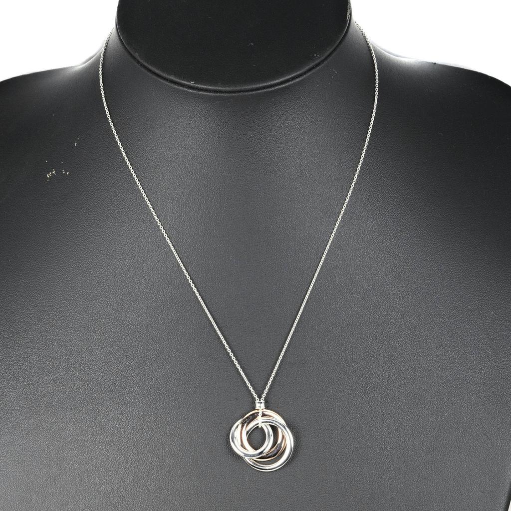 TIFFANY&Co. 1837 Interlocking Circle Necklace Silver925/Rubedo Metal 5.11g Women Used