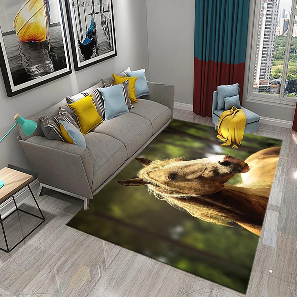 3D Horses Carpet Running Animal Carpet for Bathroom Entrance Door Mat Living Room Kitchen Non-Slip Carpet Bedroom Doormat Rugs