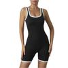 Women’s Sleeveless Ribbed Knit One Piece Bodysuit with Contrast Trim Square Neck and Fitted Shorts Design