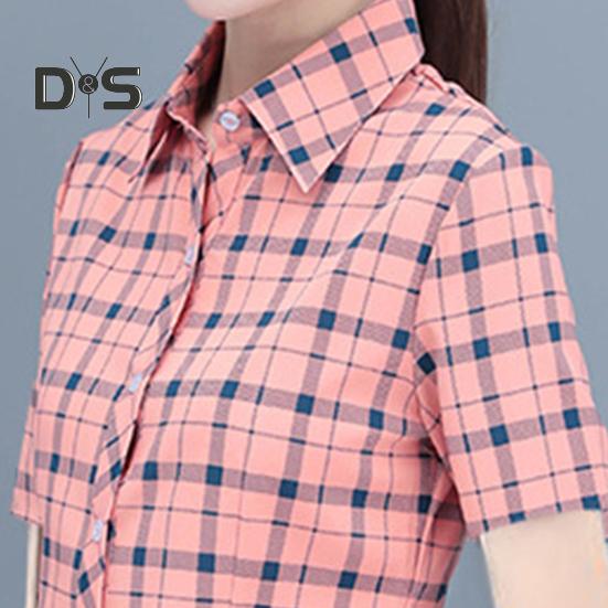 Damen-Shirt mit Blumen- und Karomuster, regulärer Stil, Knopfleiste, lässiges Hemd, Oberteile, Freizeit, Party, Alltag
