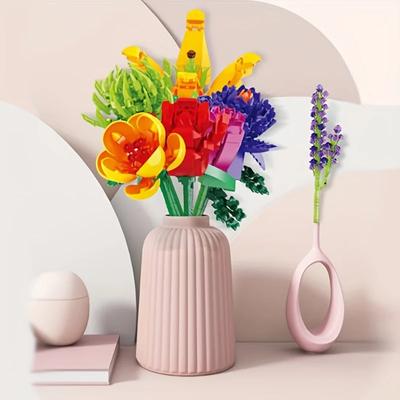 Kreativer Blumenstrauß Topfpflanze Michelia Blume Bausteine DIY Heimtextilien Ziegel Spielzeug Weihnachtsgeschenke für Mädchen Kinder