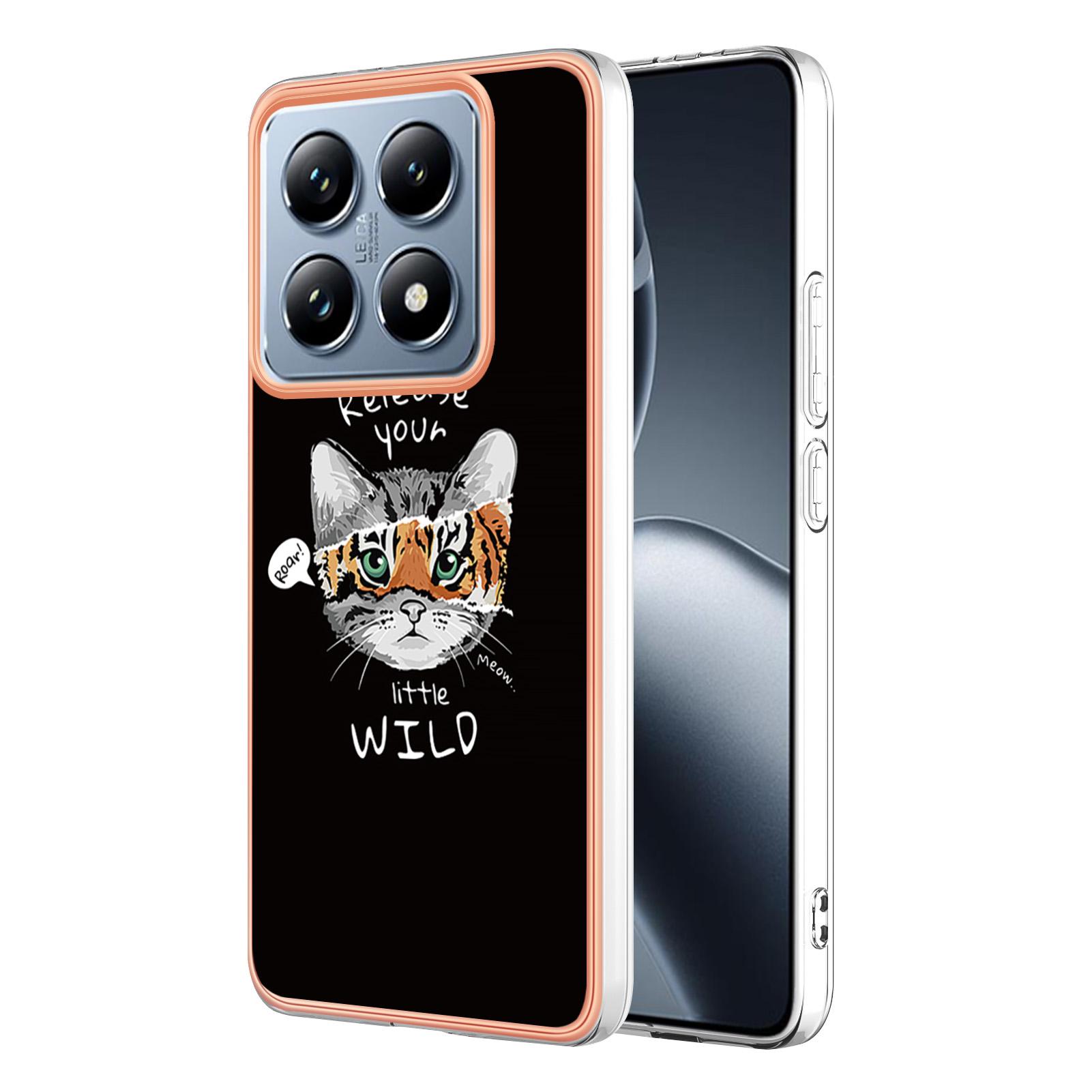 

Для Xiaomi 14T Case IMD-D Pattern Printing 2.0mm TPU Phone Back Cover Cat Tiger
