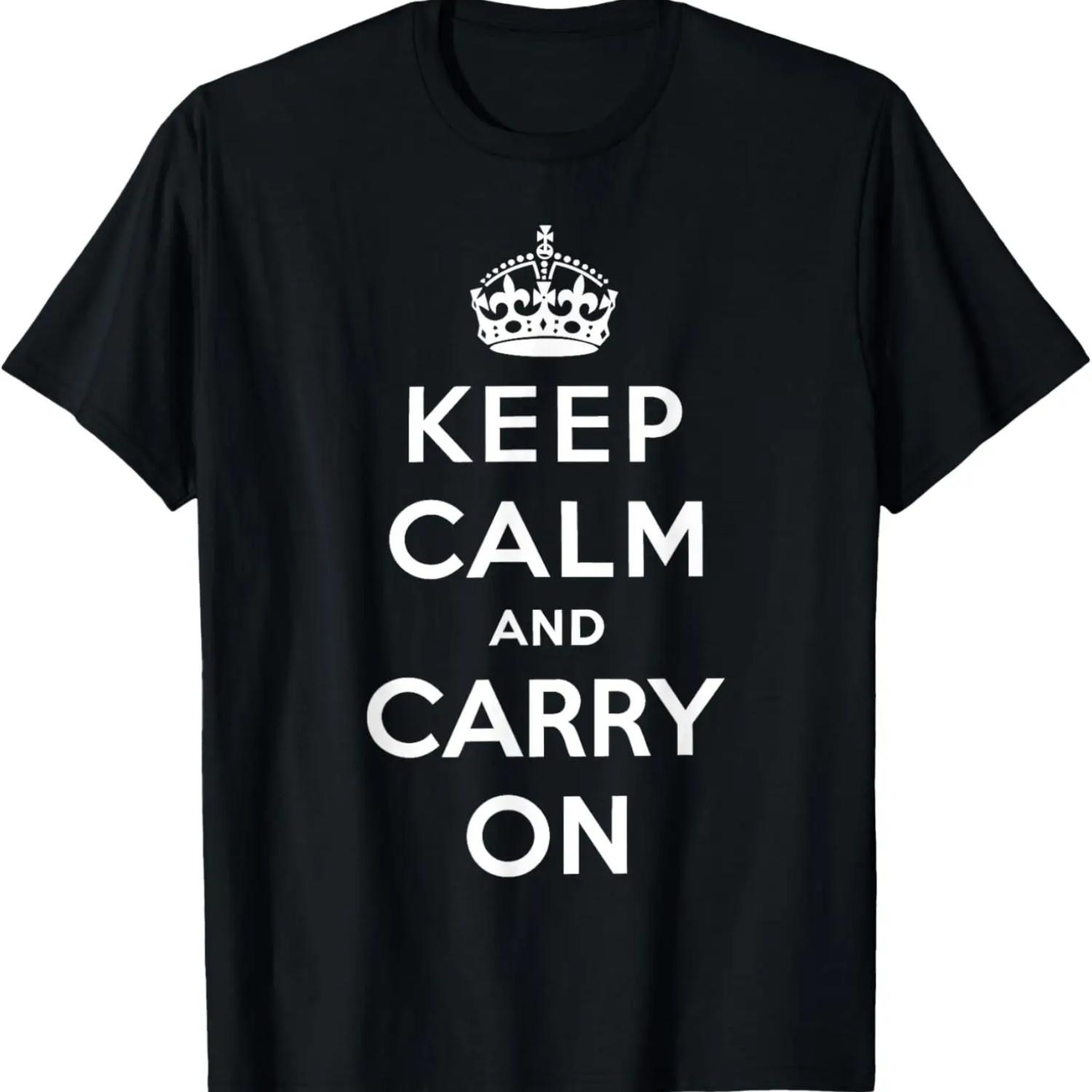 Keep Calm and Carry On Vintage retro poster print T-Shirt S чёрный