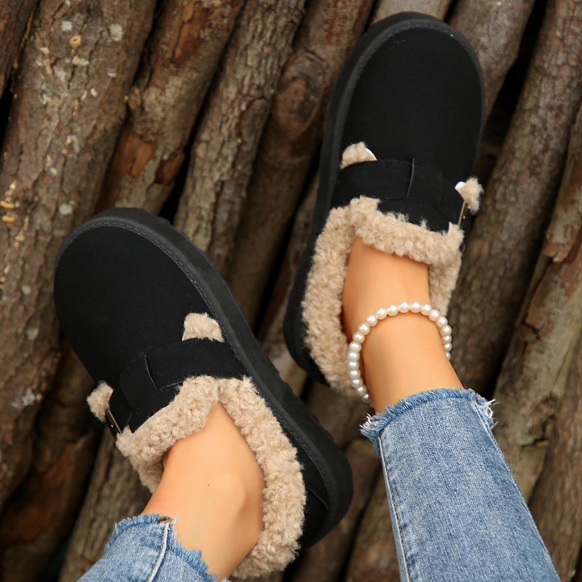 

Мода 2024 года, новые роскошные зимние женские плюшевые модные ретро-хлопковые женские тапочки на плоской подошве 42 чёрный