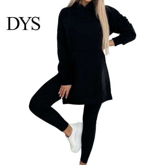 Women Tracksuit 2 Pcs/Set Lady Top Pants Set Hooded Long Sleeve Slit Hem Hoodie Stretchy Auutmn Trousers Waist Slim Fit Sport Fitness Casual Homewear