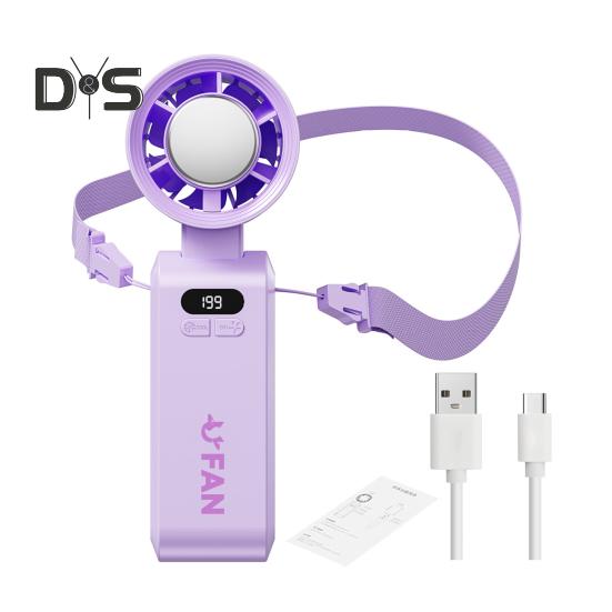 

Персональный перезаряжаемый вентилятор-охладитель воздуха 1-199 скоростей регулируемый цифровой дисплей 105 000 об/мин мощный воздушный поток складной охлаждающий вентилятор фиолетовый