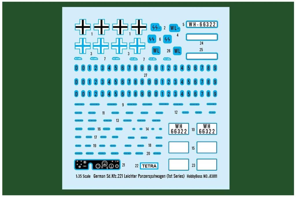 Hobby Boss 1/35 Fighting Vehicle Series German Sd.Kfz.221 Light Armored Vehicle (1st Series) Plastic Model Kit 83811