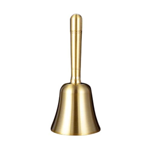 Brass Hand Bell, Dinner Bell, Hand-Wave Bell, Table Bell, Call Bell, Restaurant Bell, Shop Bell, Raffle, Festival Supplies (15cm Tall)