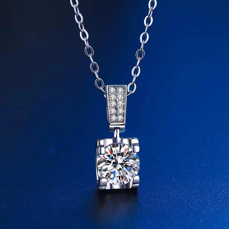 Sterling Silver S925 Bull Head Collarbone Necklace with Diamond Inlaid Pendant