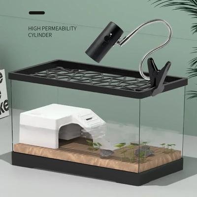 Terrariums Turtle Breeding Aquarium Fish Tank S/M with Anti-escape Cover Terrarium Turtle Acrylic Box Reptiles House Fish Tank