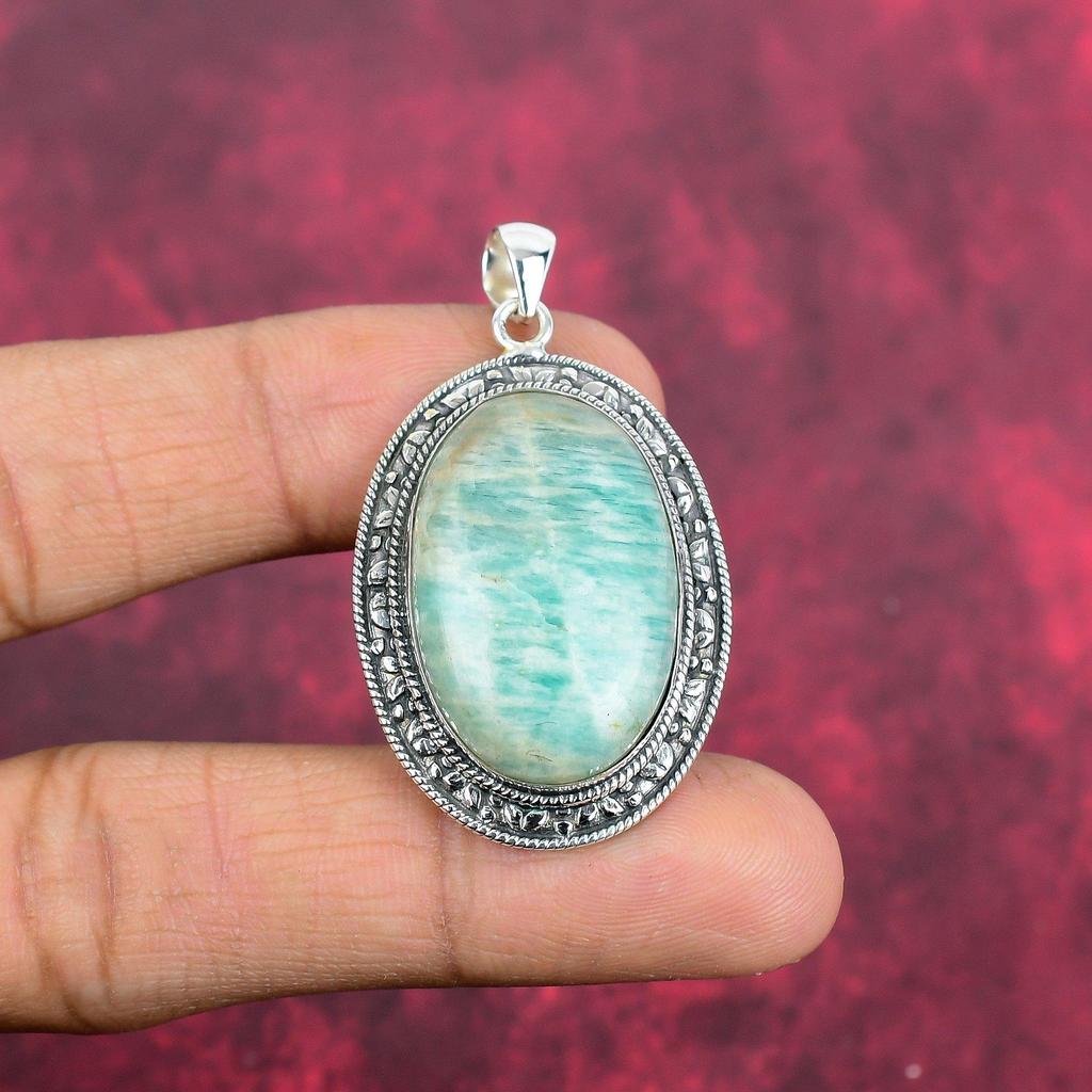 Amazonite Pendant, 925 Solid Sterling Silver Pendant Handmade Gemstone Jewelry, Gifts For Wife Brand New Pendant