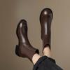 Krazing Pot Microfiber Autumn Winter Shoes Low Heels Size 43 Chelsea Boots Back Solid Color Preppy Style Ankle Boots