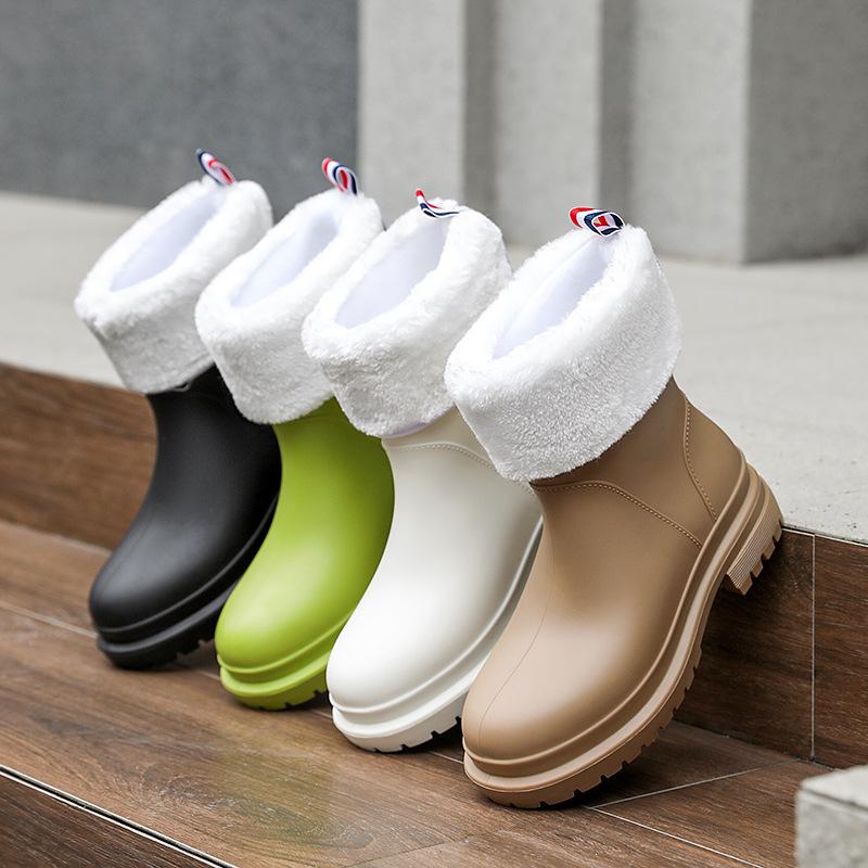Water shoes high-end rain shoes women's medium tube non-slip rain boots waterproof overshoes rubber shoes water boots