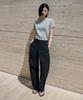 Siyajyu Sipt7204 Light Cotton Curved Pants_Black