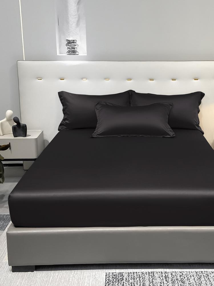 Four Seasons Men And Women Simple Fashion Black Satin Solid Color Ice Silk Bedspread Home Bedroom Hotel