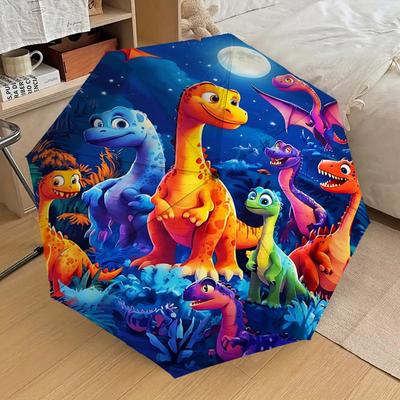 1PC Dinosaurs Night Umbrella-8-Rib Reinforced Portable Folding Travel Suitable for All Seasons Outdoor Daily Use -J0395