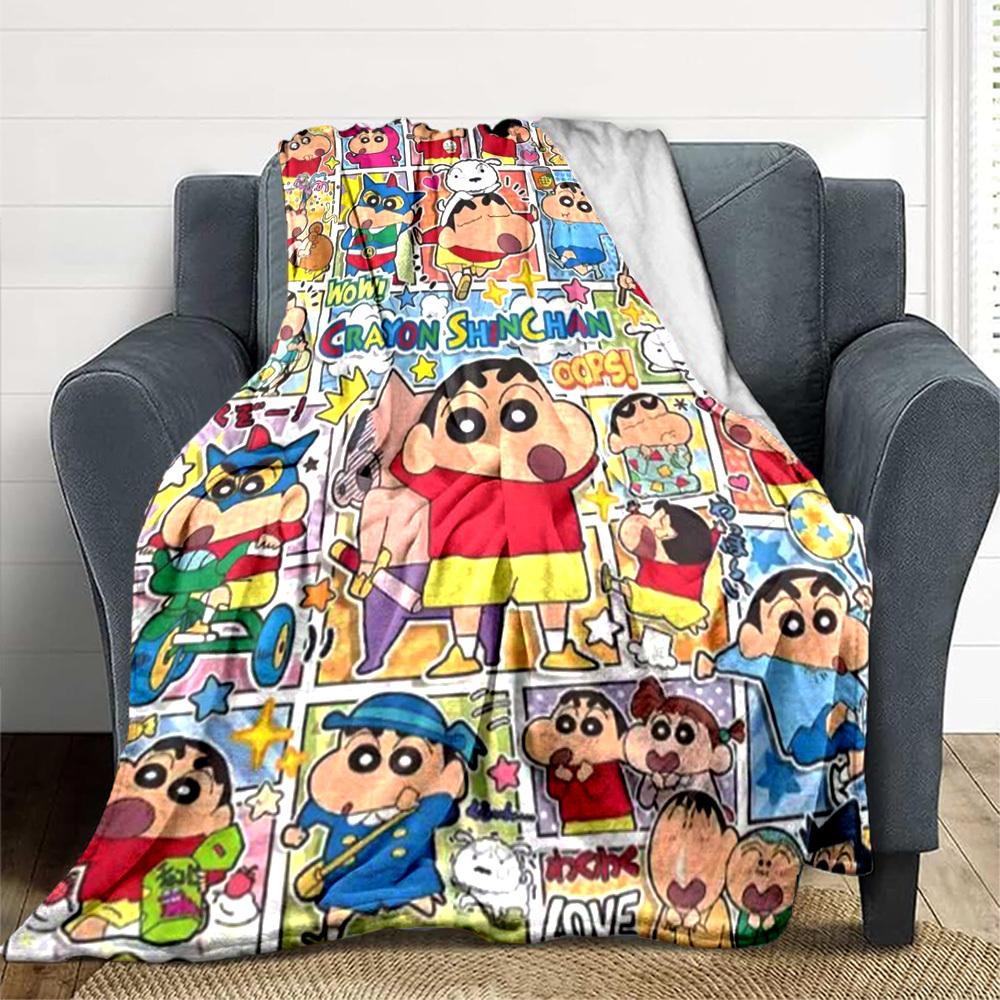 1PC Crayon Shin chan Blanket Lightweight Flannel Throw Blanket for Sofa, Bed, Travel, Camping, Livingroom, Office, Couch
