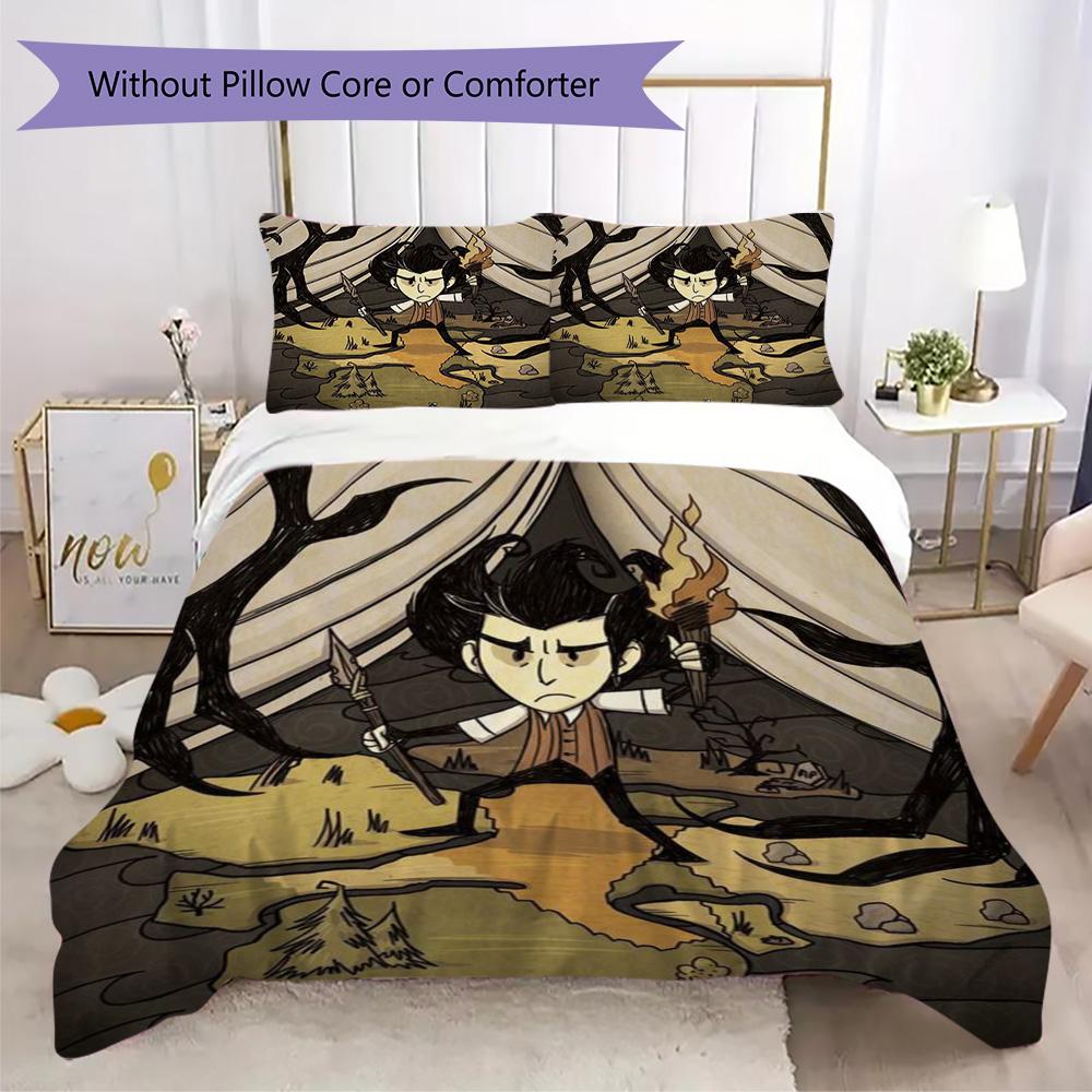 Don't Starve Pattern Bedding,Quilt Set Quilt Cover Pillowcase Home Birthday Gift (1*duvet cover+2*pillowcase,without core)XSJT0917009