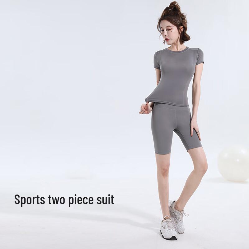 WEZHO Women s Fitness Short Sleeve & Capri Yoga Set