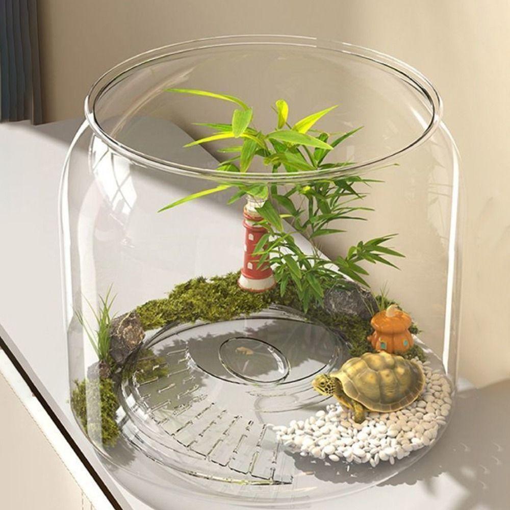 Anti-broken Fish Bowl Plastic Viewing Tank Multifunctional Desktop Small Aquarium  for Home