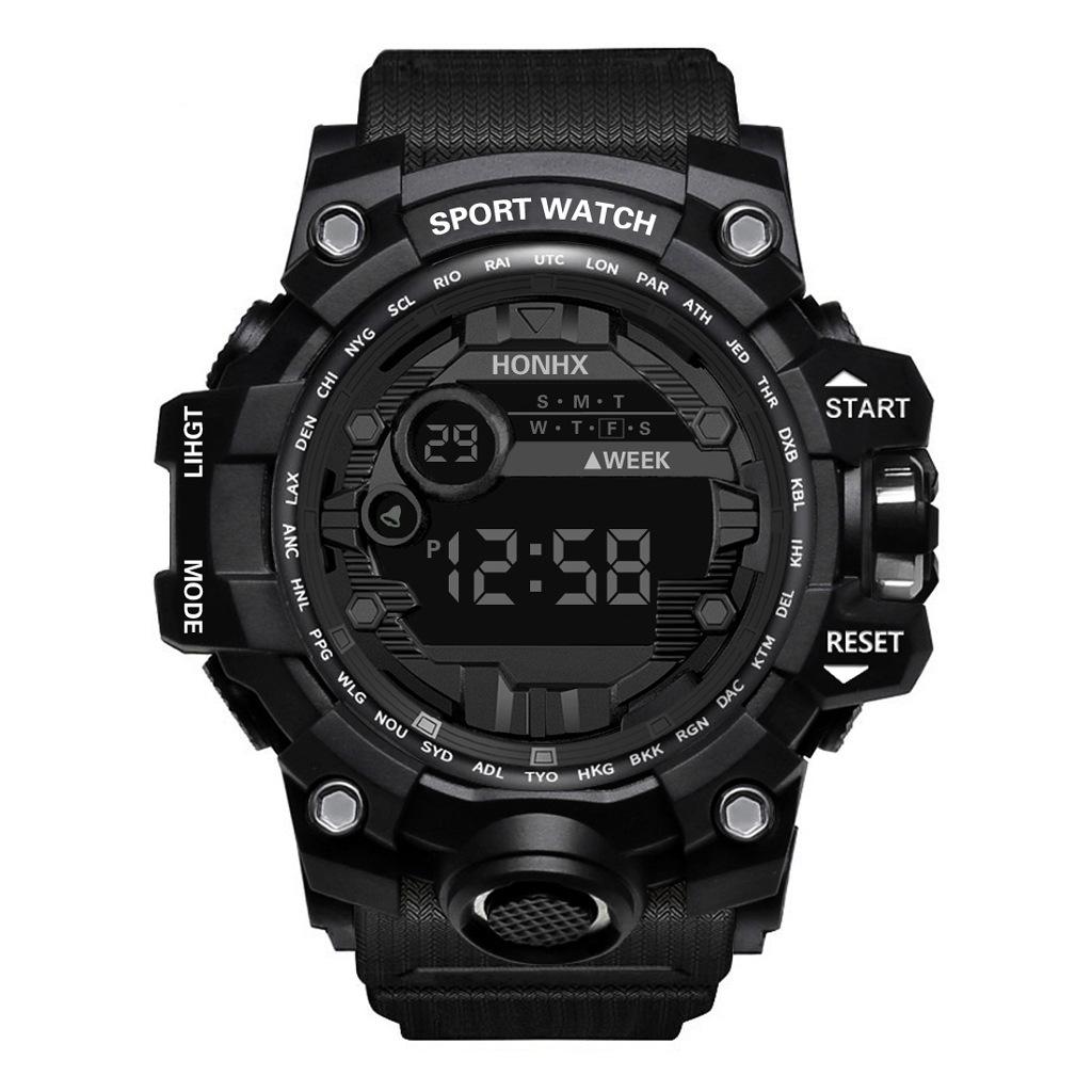 Multifunction Men's Watches Outdoor LED Digital Sports Watch for Man Kids Teen Dark-screen Design Luminous Electronic Wristwatch