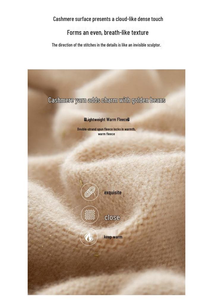 Women's Cashmere Sweater - Solid Color Loose Pullover, Long Sleeve, Korean Style for Autumn & Winter
