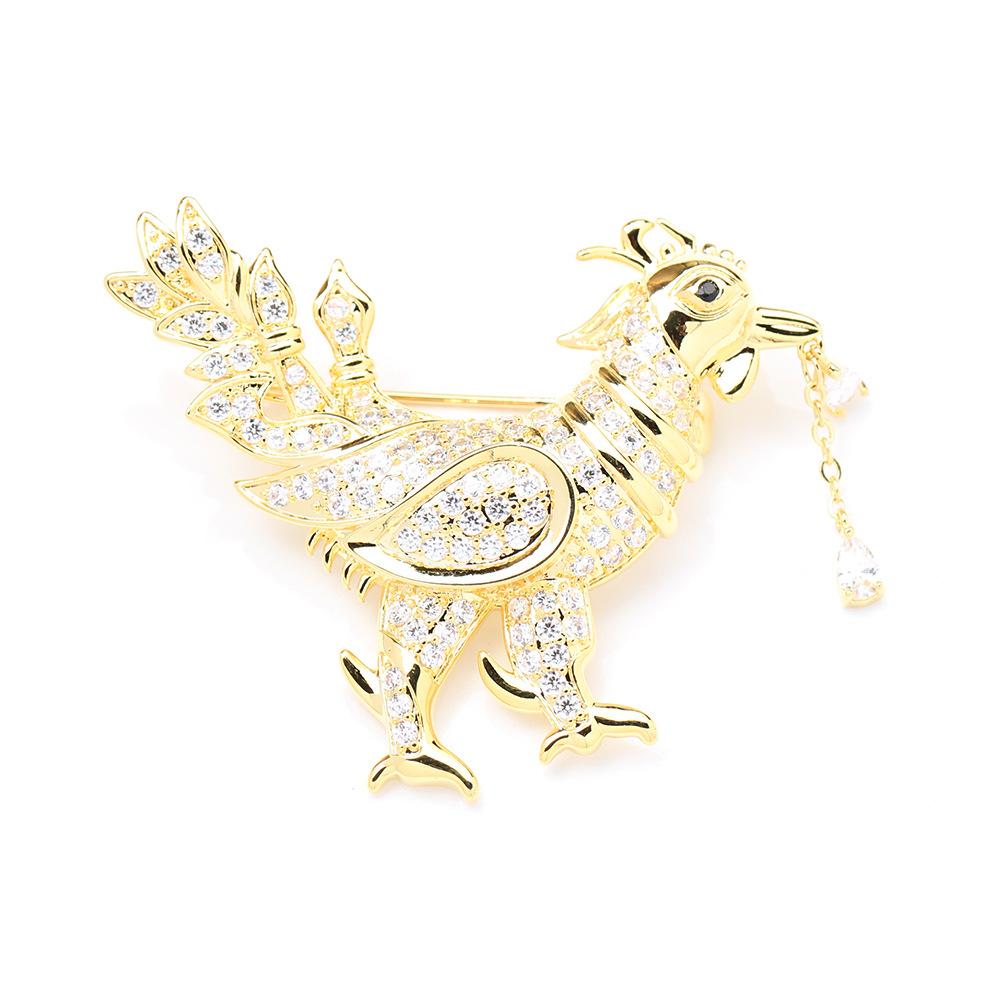 Высококачественная персонализированная экзотическая золотая большая брошь-петух маленькая персонализированная универсальная булавка со знаком зодиака для мужчин и женщин