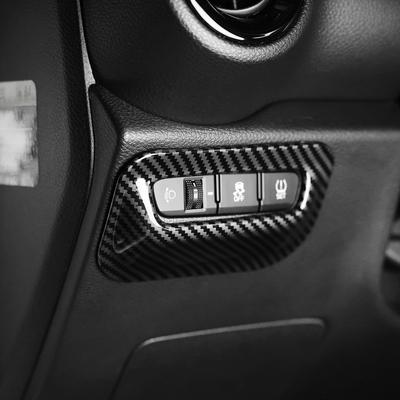 Kohlefaser Innenraum Scheinwerfer Scheinwerfer Einstellschalter Knopf Zierleisten Rahmen Abdeckung für Kia Morning Picanto 2021-2023