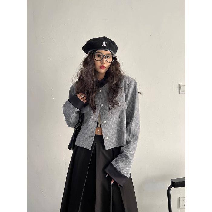 

Xiaoxiangfeng короткий пиджак женский весна-осень высококачественный дизайн сращивание свободный пиджак топ XL