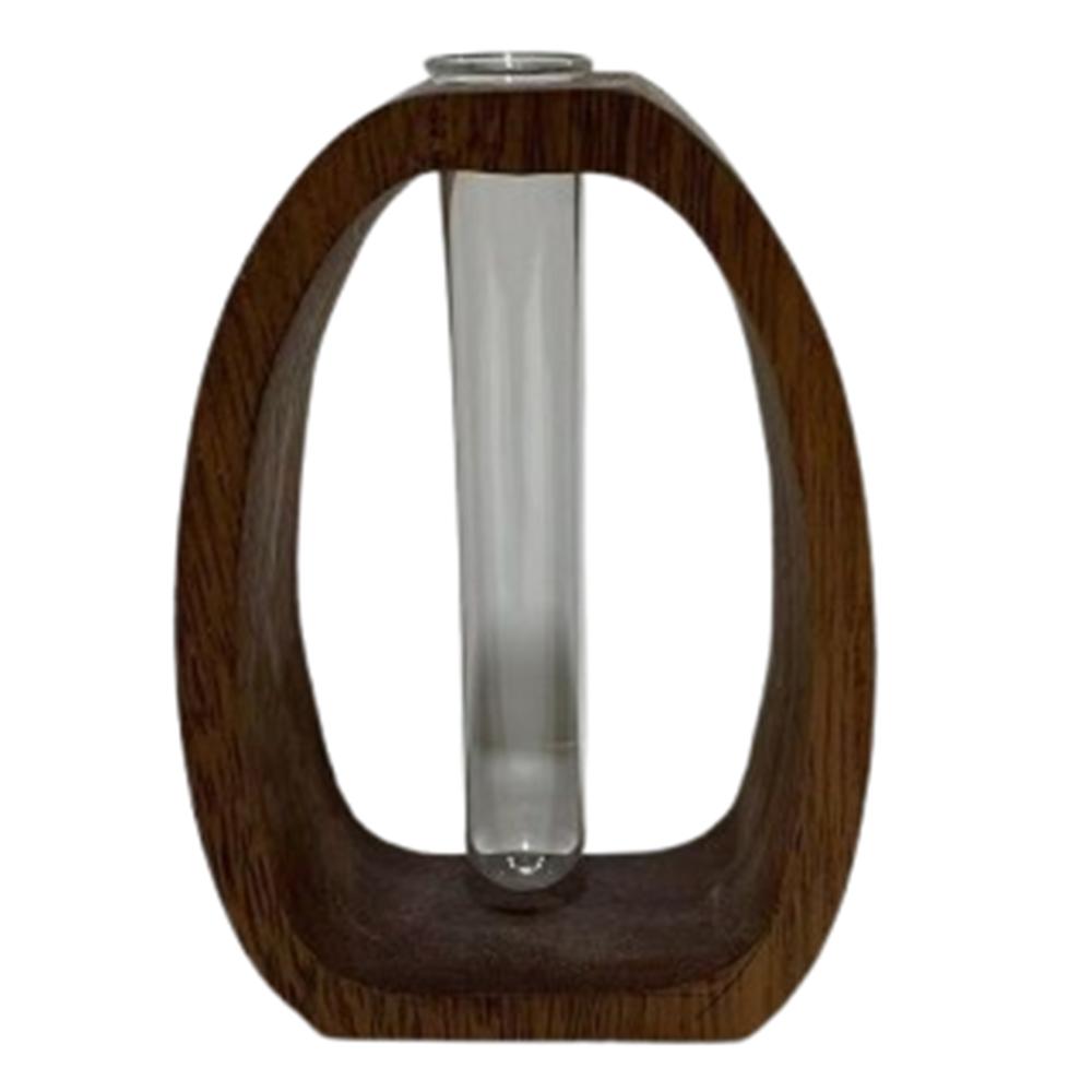 

Прозрачная мини-ваза для выращивания в воде, подставка для растений и цветов из массива ореха, зеленое растение S