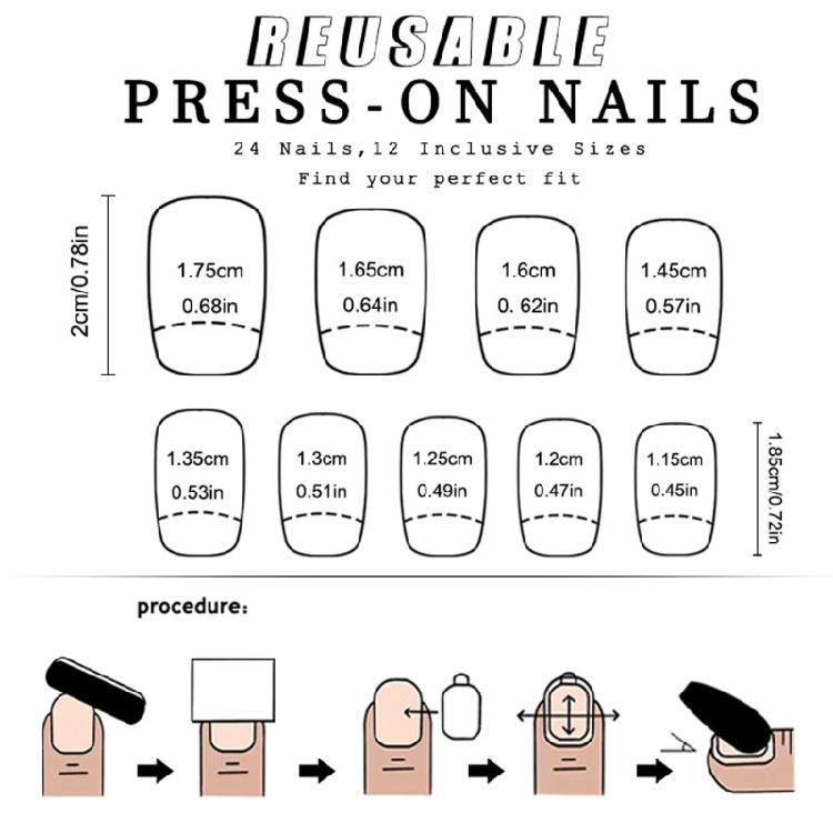 Kwadratowe Tipsy Kwiatowe Kleje do Sztucznych Paznokci Na Paznokieć Przyklejane Paznokcie Dociskane Paznokcie Sztuczne False Nail dla Kobiet i Dziewcząt