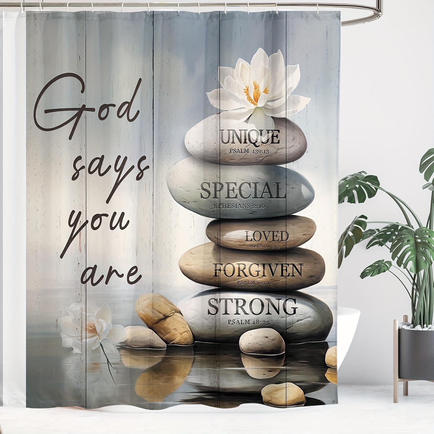 

Zen Spa Bible Curtain - Christian Decor, 71In, Polyester, Bathtub W90XH180cm