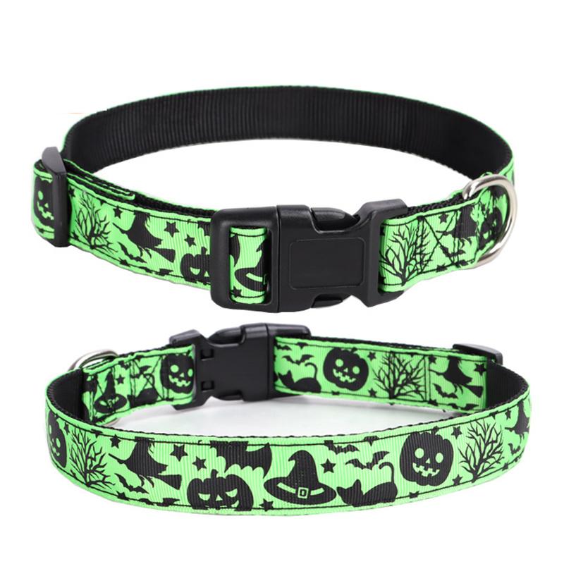 Halloween Dog Collar Nylon Adjustable Pet Collar Pumpkin Monster Bat Ghost Pattern for Party Cat Dog Decoration Pet Accessories