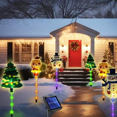 6 Pcs Christmas Garden Stake Lights Outdoor Waterproof Santa Claus Tree Snowman Yard Light Solar/Battery Powered Pathway Lights for Courtyard