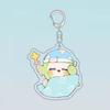 Egg Party Arena Q Keychain: Cute Cartoon Acrylic Game Pendant Backpack Charm