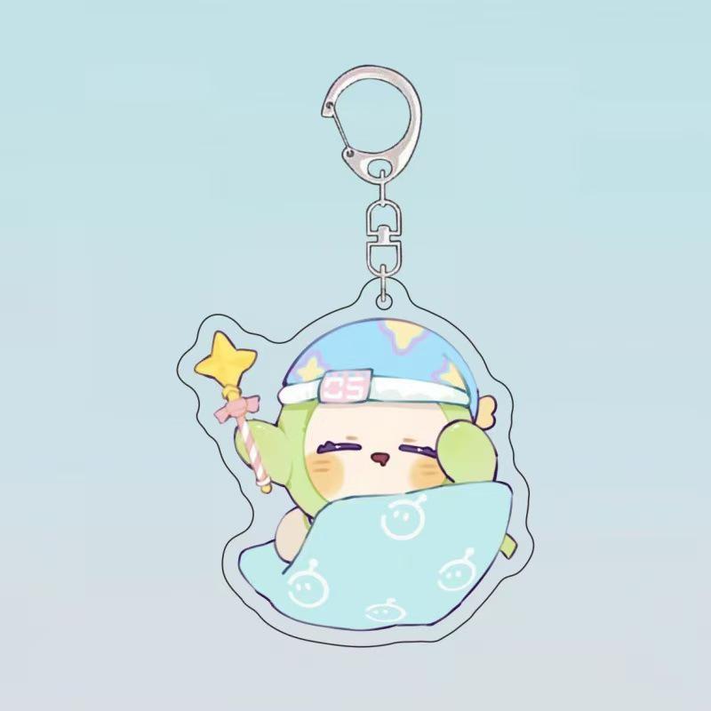 Egg Party Arena Q Keychain: Cute Cartoon Acrylic Game Pendant Backpack Charm