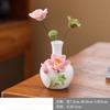 Nordic Ceramic Handmade Flower Carving Vase, Dining Table Living Room Bedroom Office Decoration, Small Flower Ware, 1Pc