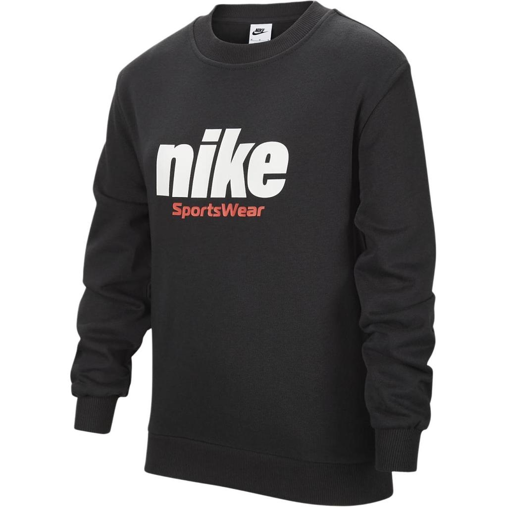 Nike Sportswear Club Fleece Crewneck French Terry Comfortable Kids Tops Gray Black HQ3744-045