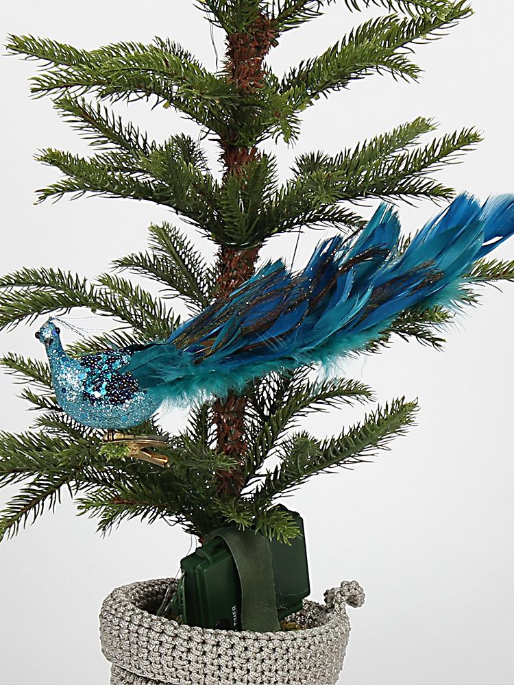 Xmas Peacock Clip Decoration Simulation Long Tail Peacock Xmas Decorations for Home Decor