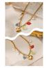 18K Gold Plated Stainless Steel Heart, Lips, and Flower Pendant Necklace for Women