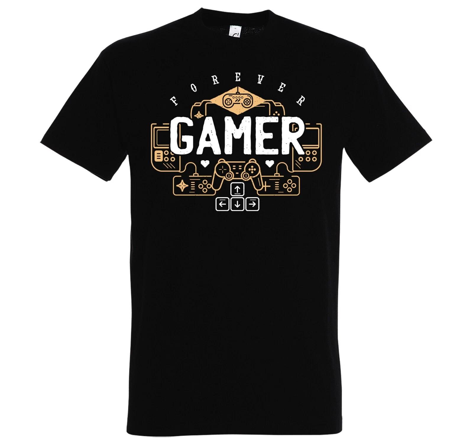 Mens T-Shirt Gamer Forever Logo Slogan Gaming Video Games Game Consoles S