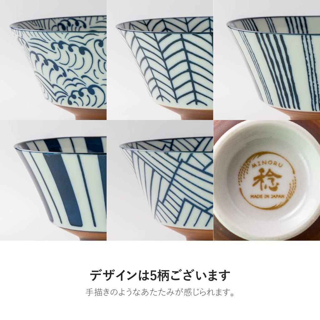 Minoru Pottery Mino Ware Suzu 180cm Ramen Bowl Tokusa