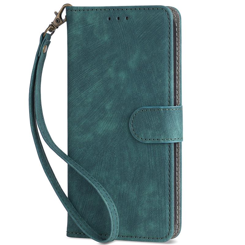 Compatible Nokia C02 Leather Case: Flip Stand with Card Slot & Magnetic Lanyard
