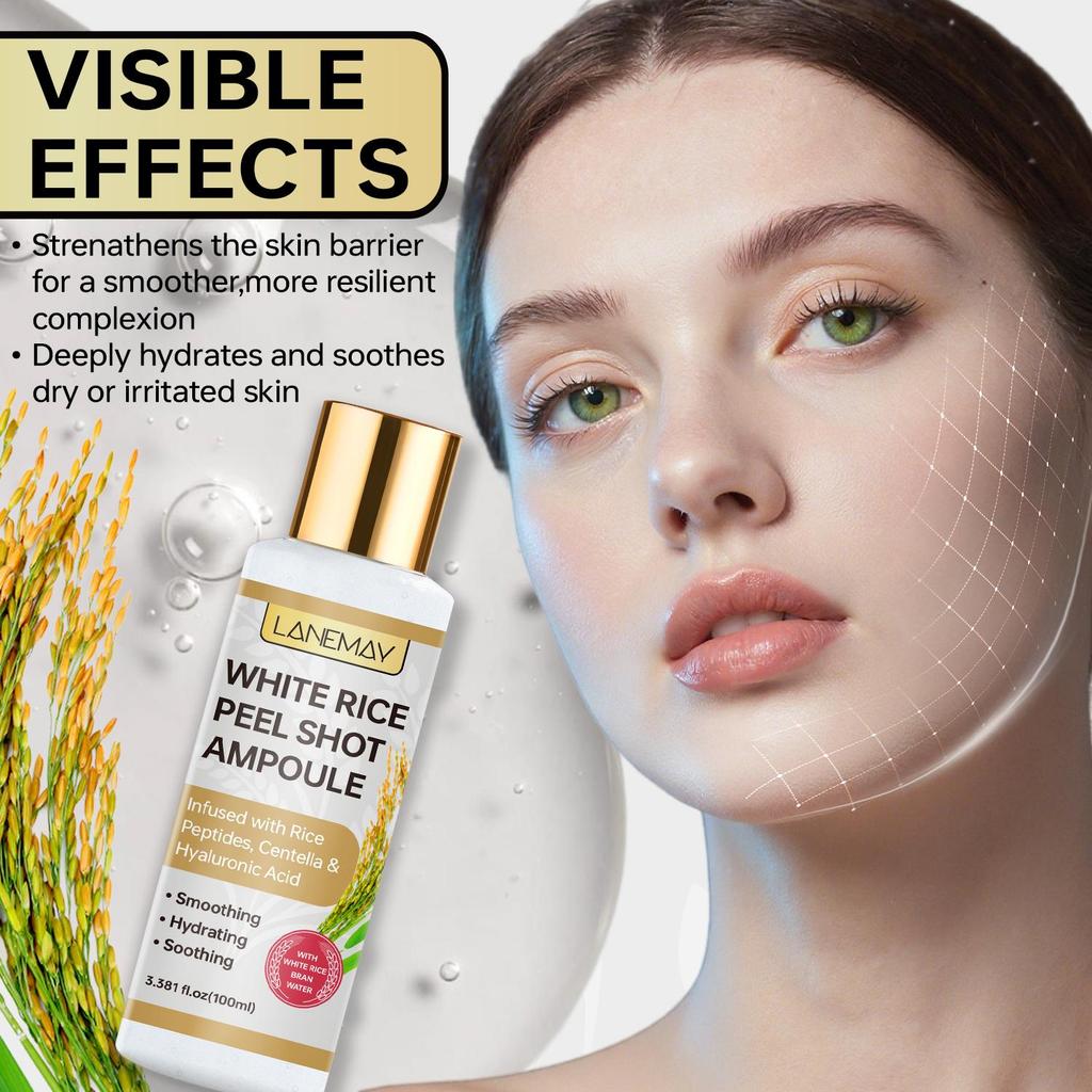White Rice Peel Shot Ampoule-Deeply Hydrates And Soothes Dry Or Irritated Skin-Strengthens The Skin Brrier For Skin Smoother-100ml