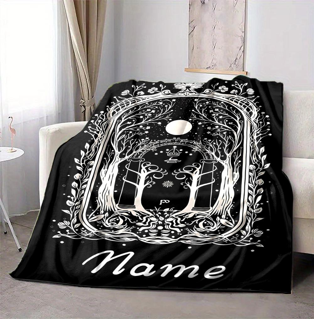 Custom Name Moonlit Forest Flannel Blanket Throw Blanket Soft Warm Sofa Bed home Decor Unique Gift