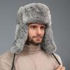 Hasenfell Lei Feng Mütze Herren Winter Fellmütze Verdickt Outdoor Warm Ohrenschutz Mittelalterliche und Ältere Baumwollmütze