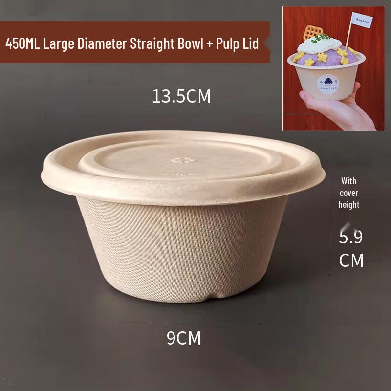 Yuzhuxun 450ml Disposable Degradable Paper Bowls with Lids