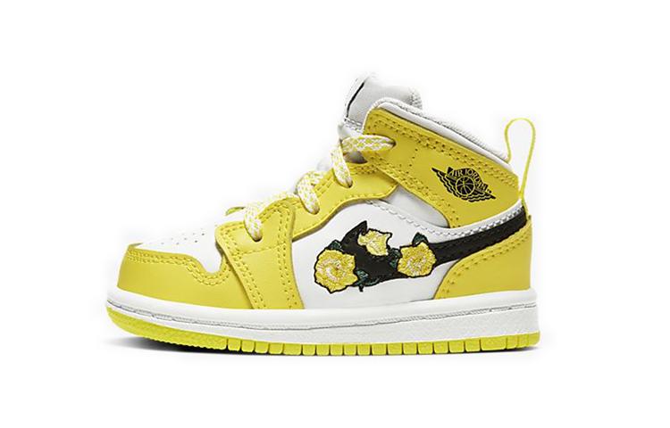 Jordan Air Jordan 1 Mid Se Floral High top Toddler Shoes Yellow Rose Baby AV5172-700 7C